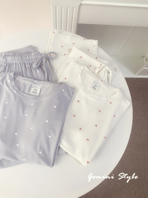 莫代尔出口日本单爱心圆领睡衣