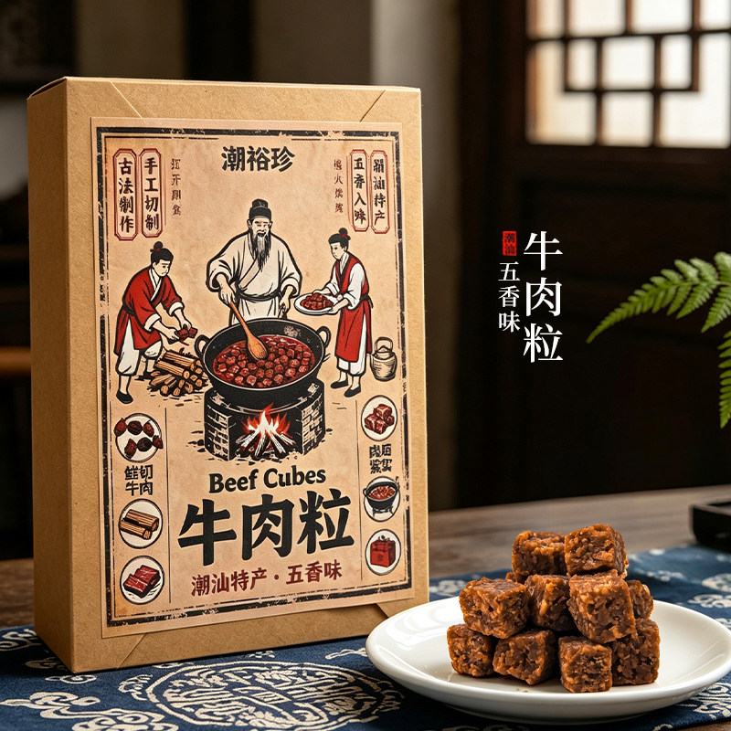 五香味牛肉粒潮汕特产小吃伴手礼