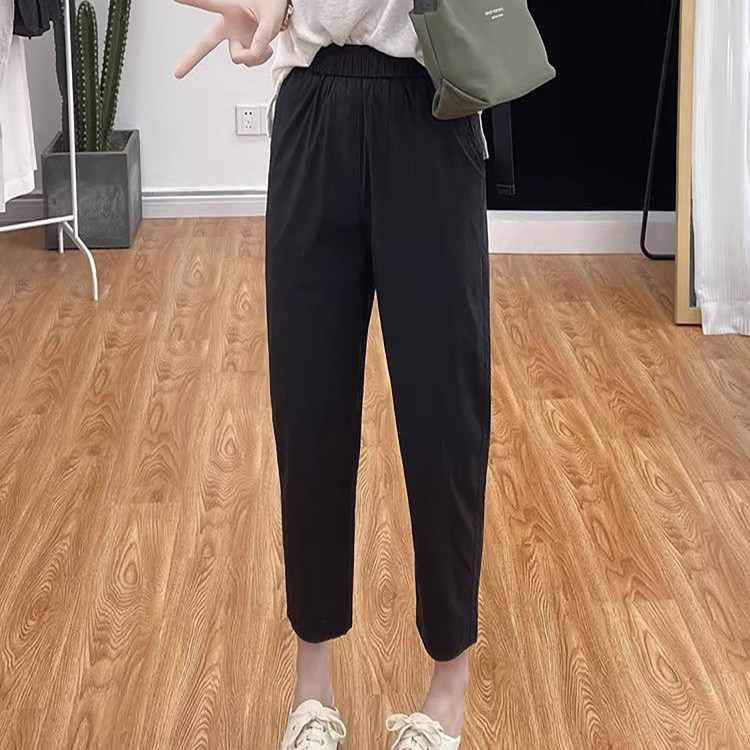 夏季高腰纯棉烟管裤女显高显瘦