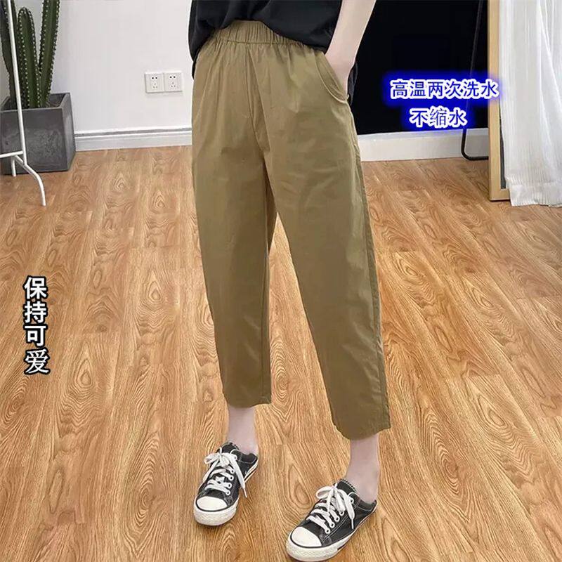 2026纯棉女裤夏季薄款八分烟管裤宽松休闲大码高腰小个子显高显瘦