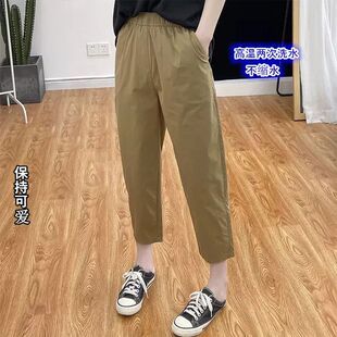 2026纯棉女裤夏季薄款八分烟管裤宽松休闲大码高腰小个子显高显瘦