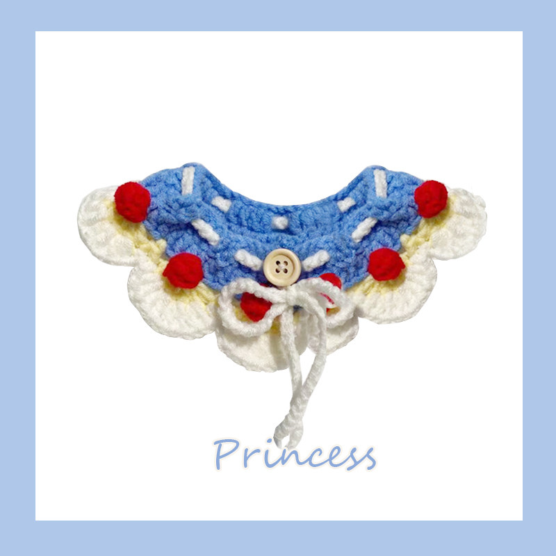 猫咪项圈手工diy毛线针织公主围脖蓝猫英短泰迪比熊材料包脖套