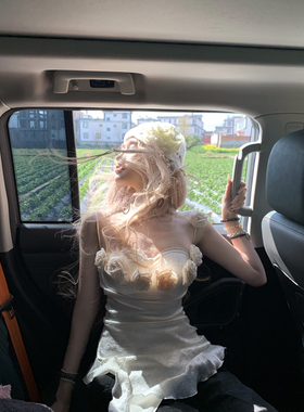 Thas9i九亿 戴莉尔玫瑰园 荷叶边收腰背心连衣裙子不规则吊带上衣