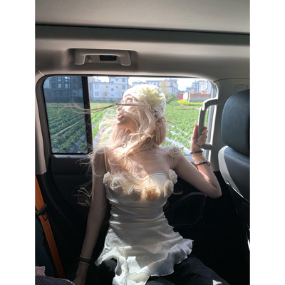 收腰背心连衣裙子不规则吊带上衣