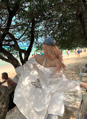 Thas9i九亿 浪漫出逃 薄款长袖防晒衬衫女宽松上衣夏季外套罩衫