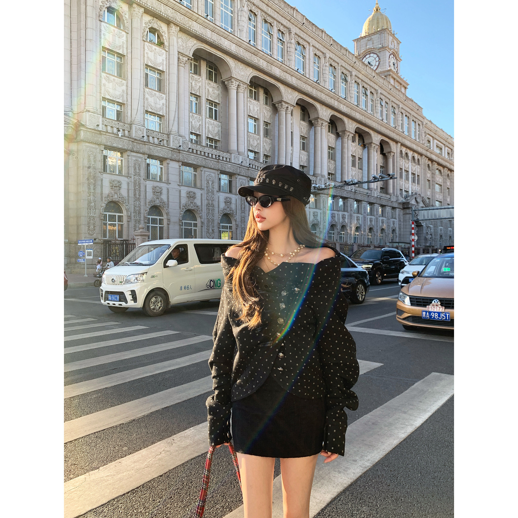 Thas9i九亿  学姐衣柜 双面波点20毛不规则领口复古毛呢外套,女装/女士精品,短外套,淘宝优惠券,粉丝福利购,淘宝优惠卷