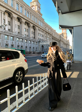 Thas9i九亿 比例天菜 低腰廊形褶皱宽松阔腿裤秋季显瘦休闲裤长裤