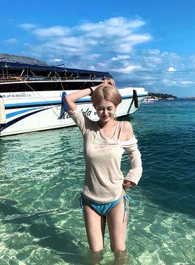 Thas9i九亿 泰味千金 微透圆领纽扣斜门襟宽松休闲罩衫春百搭上衣