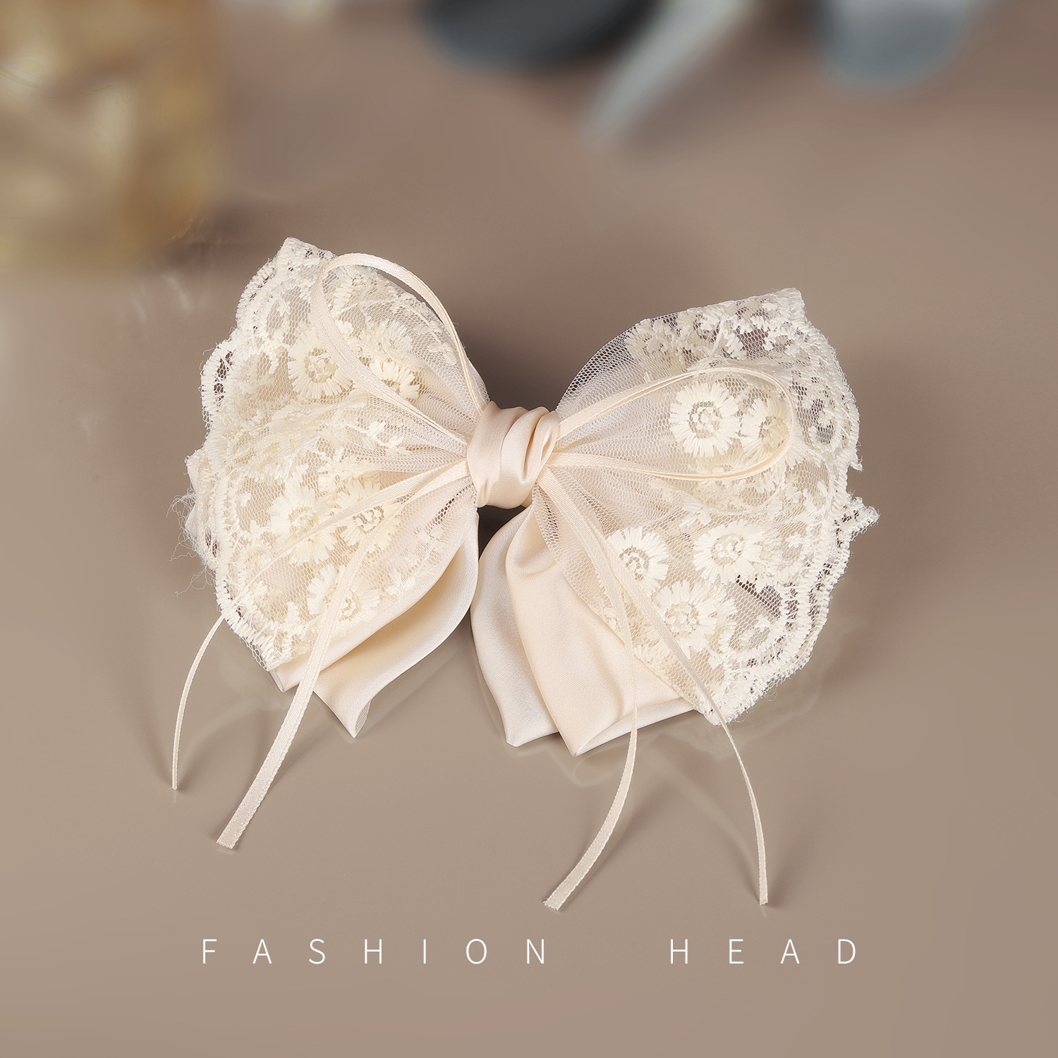 蕾丝蝴蝶结发夹法式优雅气质发卡甜美心后脑勺多层次弹簧夹女