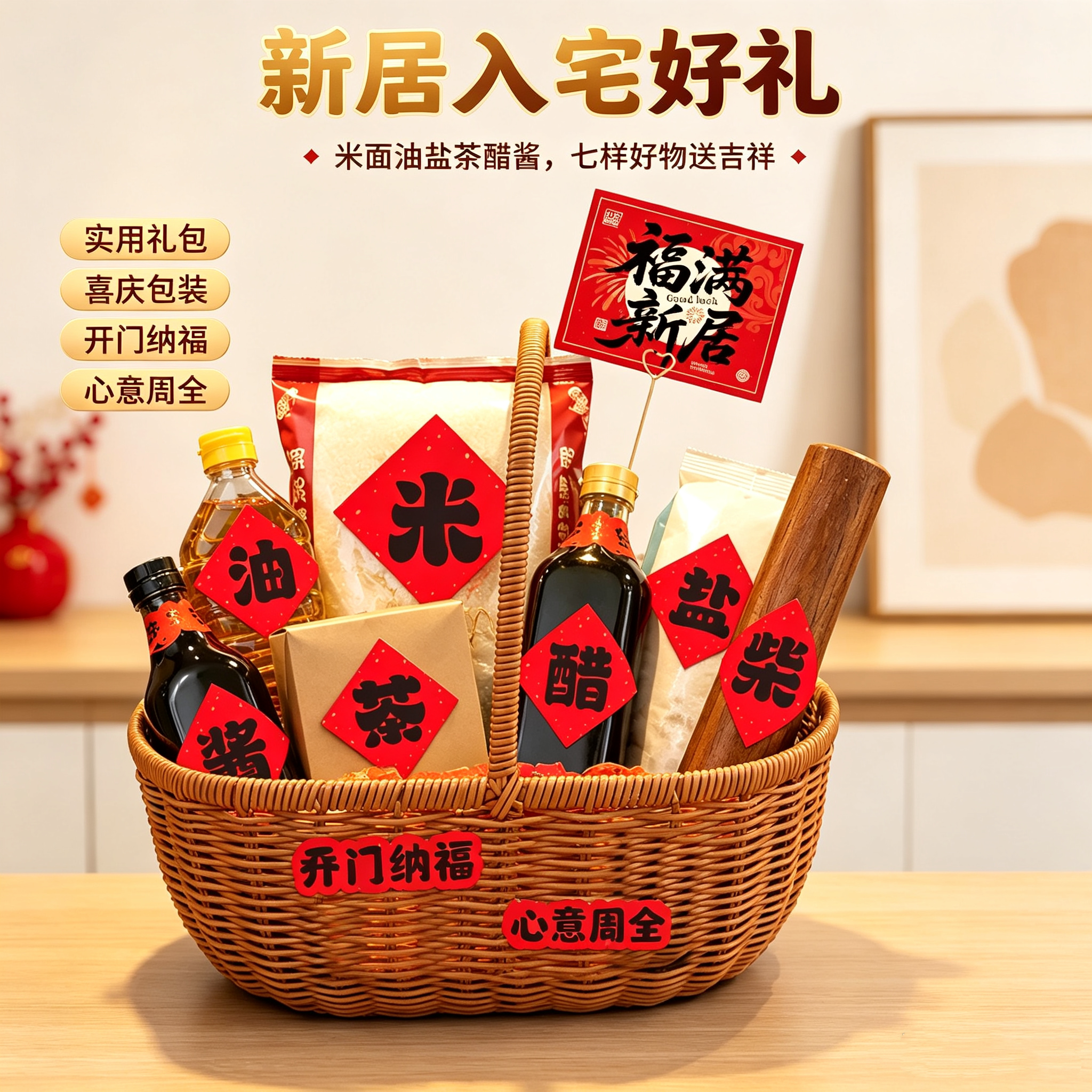 乔迁柴米油盐酱醋茶贴纸