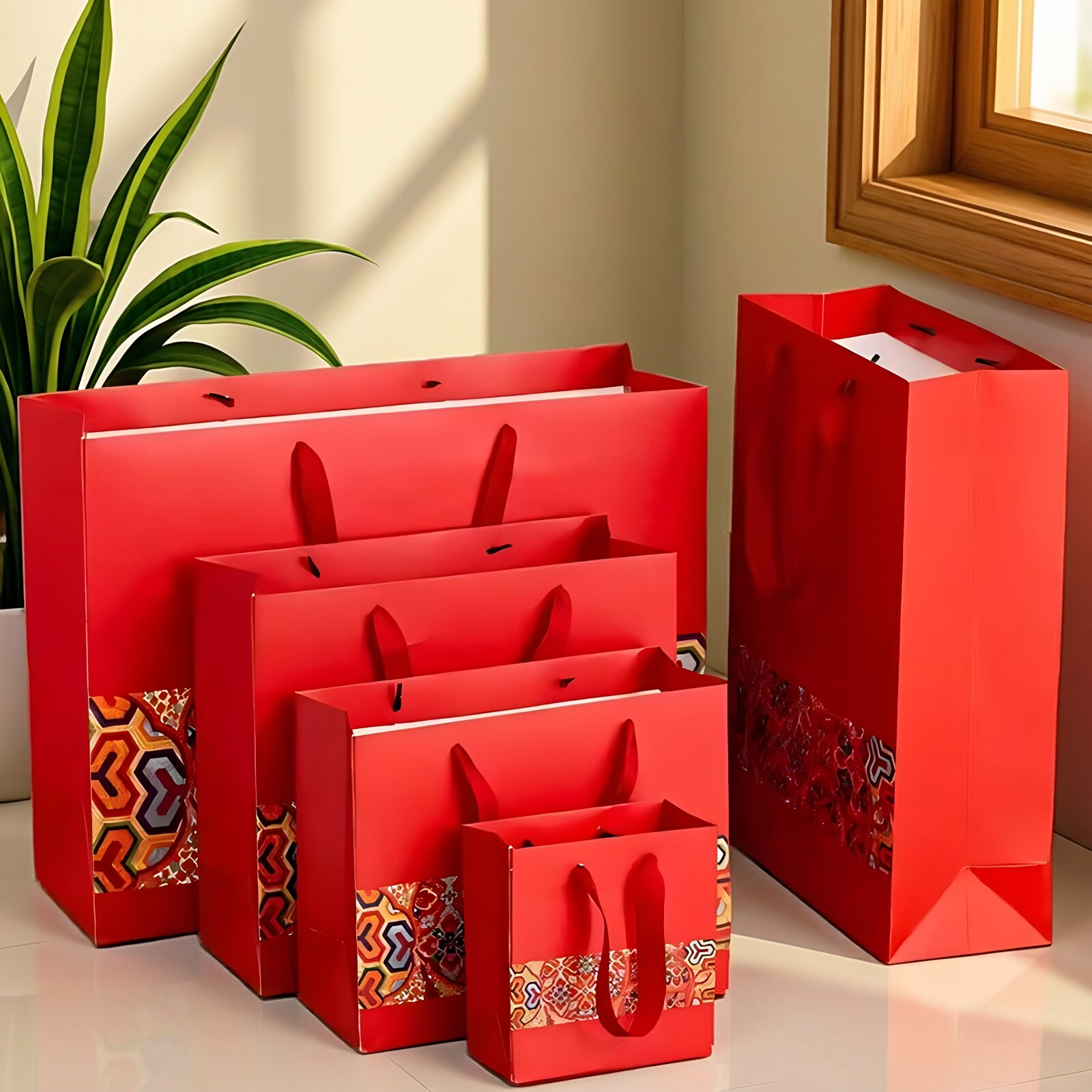 中国风红色新年礼品手提袋