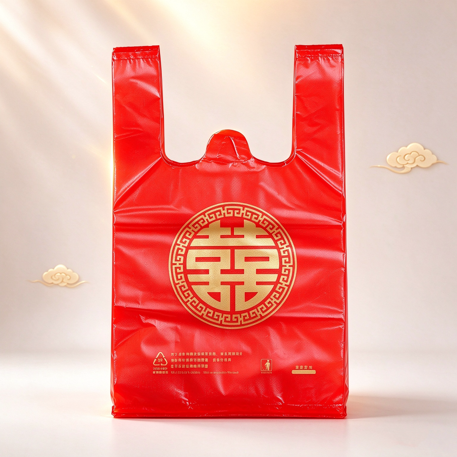 加厚红色福字喜字塑料背心袋