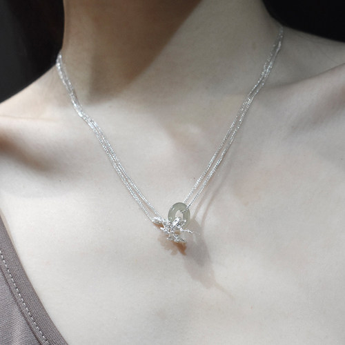 东黑三白纯银玉肖邦链女