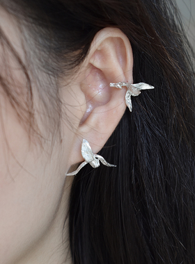 東黑三白/ 三叶兰 s93银原创设计感立体花叶小巧百搭基础耳钉