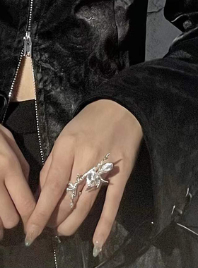 开口戒指暗黑设计师肌理