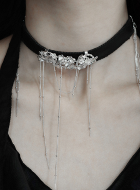 東黑三白/ 蔷薇入流水 s930纯银真皮原创设计小众女choker项圈