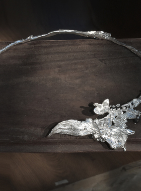 東黑三白/太澜花 s93纯银原创设计感暗黑小众花型锁骨chocker项圈