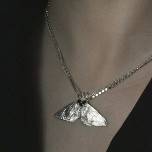 東黑三白/三眼柏蛾 s93银独立设计师锁骨chocker项链小众手工礼物