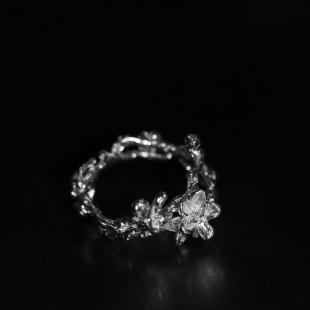 東黑三白/ 小花藤 s93纯银原创设计百搭小众基础开口女戒指礼物