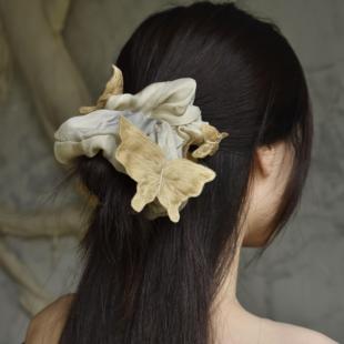 无黑为白x東黑三白/ 三两依依蝶  真丝草木染中式蝴蝶弹力发圈