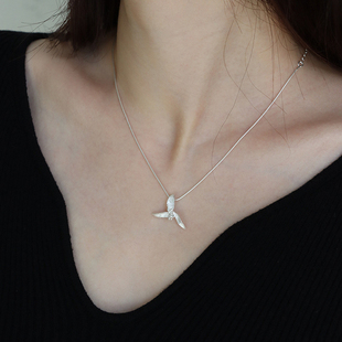 東黑三白/ 三叶兰 s930纯银原创花型百搭基础简约可调节女项链