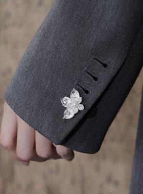 東黑三白/ 半莲 s930纯银原创设计百搭简约西装中性袖扣礼物