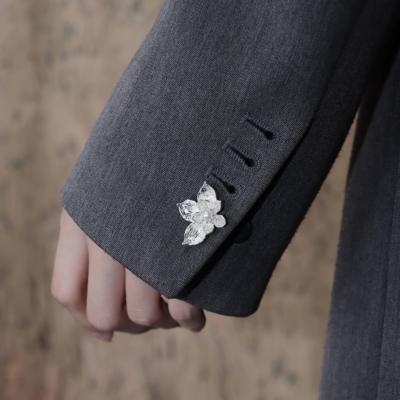 東黑三白/ 半莲 s930纯银原创设计百搭简约西装中性袖扣礼物