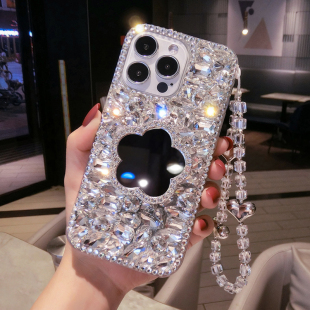镜子支架vivoS19满钻宝石手机壳奢华X100S镶钻保护套S18全包软X90高端时尚S17带钻闪S16网红新款S15女12链X80