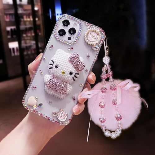 Hello Kitty猫vivoS60卡通镶钻手机壳可爱女X300Pro带钻石闪S50网红保护套创意S30高级水晶X200S防摔S21链S20