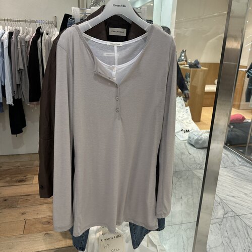 CREAMVILLA薄透系扣长袖舒适t