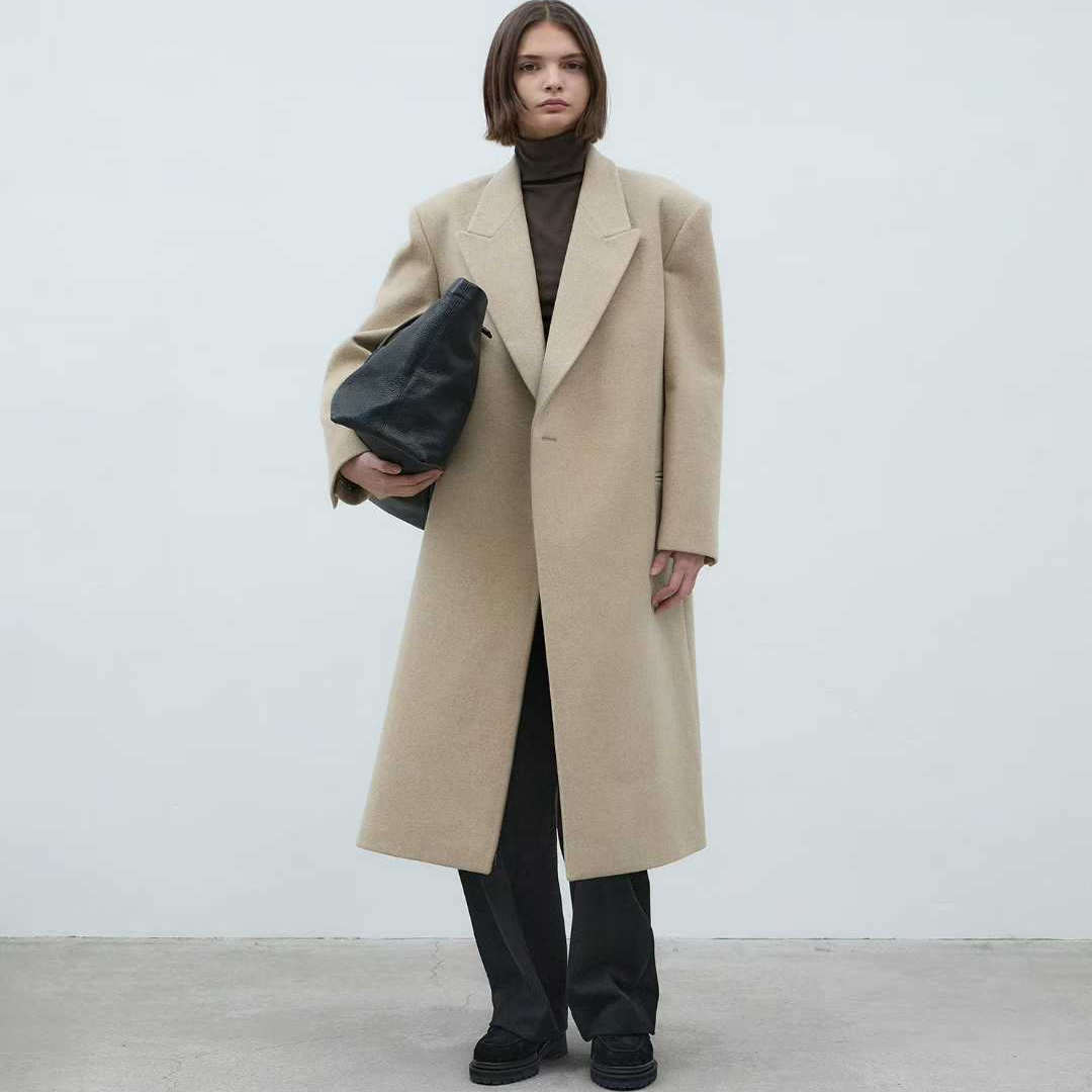 BLOSSOM羊毛羊绒气质束腰大衣