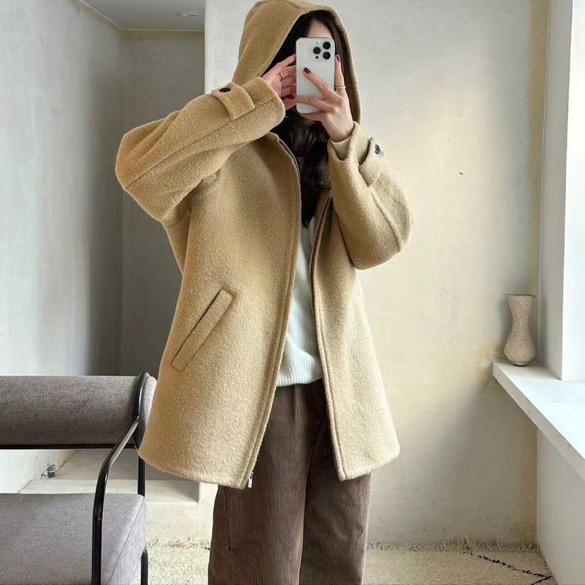 1968羊毛呢连帽拉链休闲外套