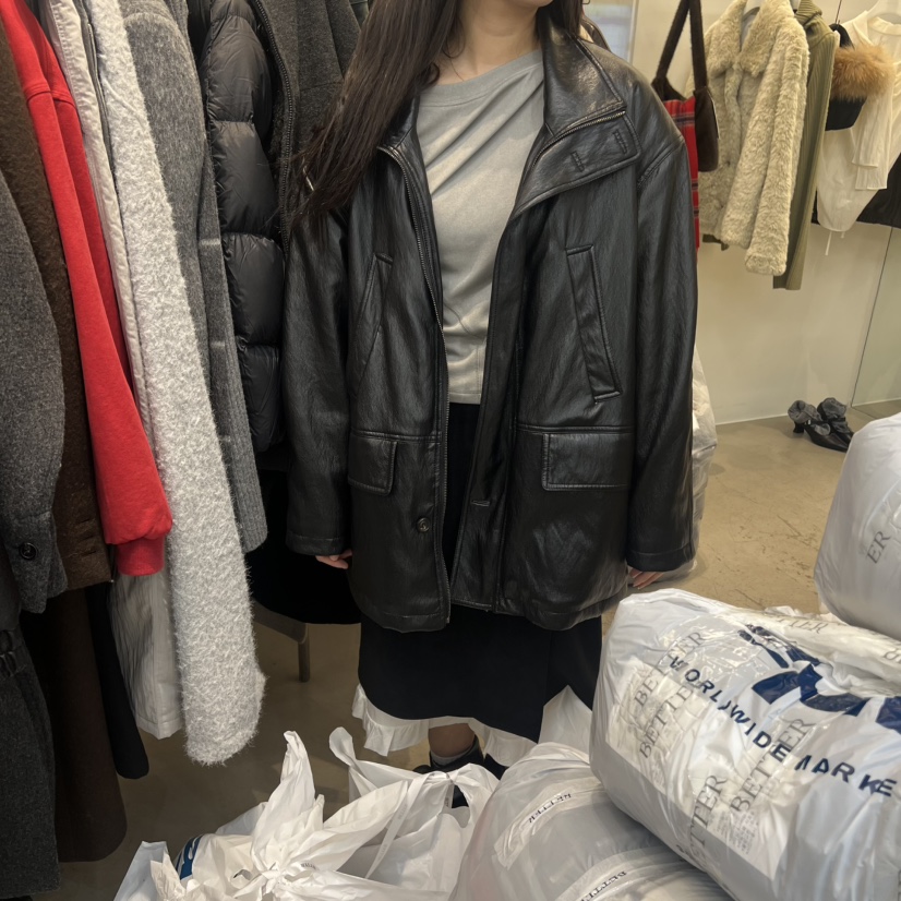 BETTER毛绒内里舒适柔软立领PU皮