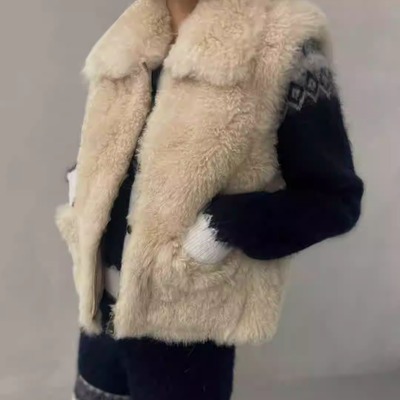 MAISONSTAFF羊毛翻领时髦无袖