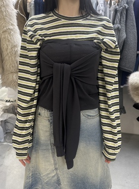 闪闪家 韩国东大门代购FOUNDATION绑带休闲抹胸上衣