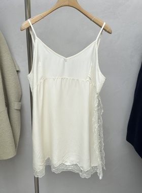 闪闪家 韩国东大门代购EFFERVESCENT莫代尔蕾丝镶边吊带叠搭