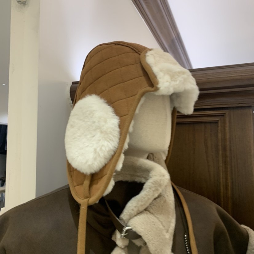 现货VIRKIN毛茸茸飞行员羊羔毛帽