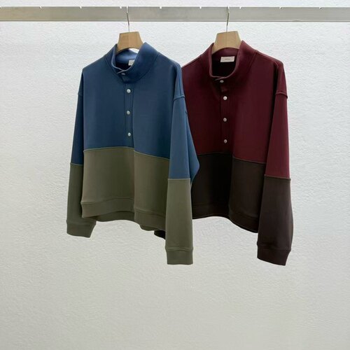 STATEMENT拼色立领休闲套头卫衣