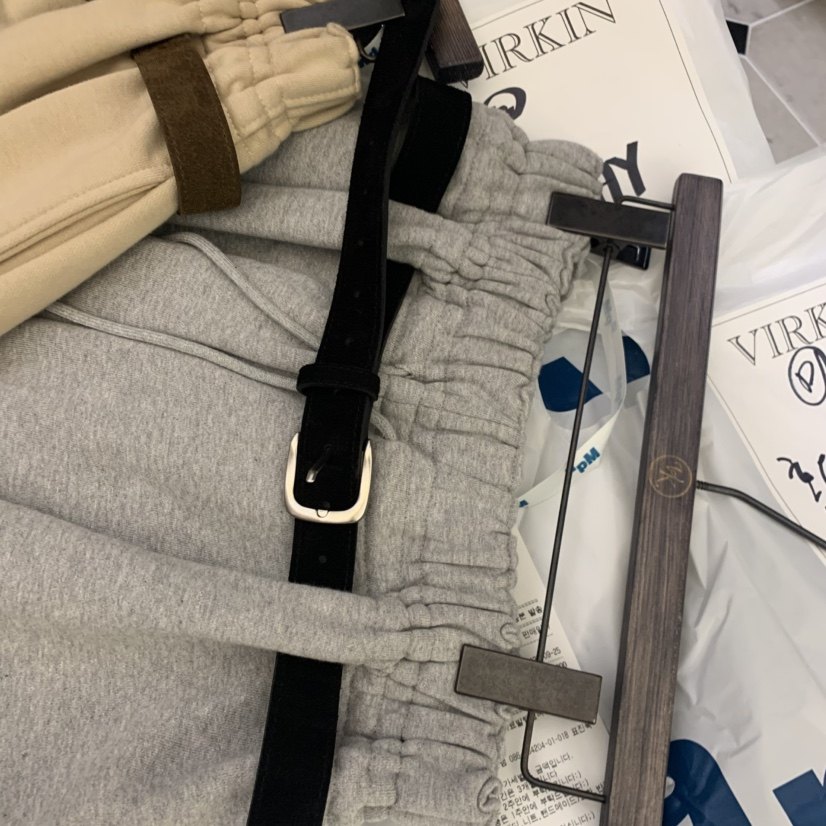 现货VIRKIN人造革装饰麂皮腰带