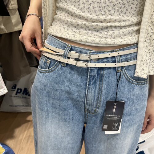 MEETME双头细牛皮时髦腰带