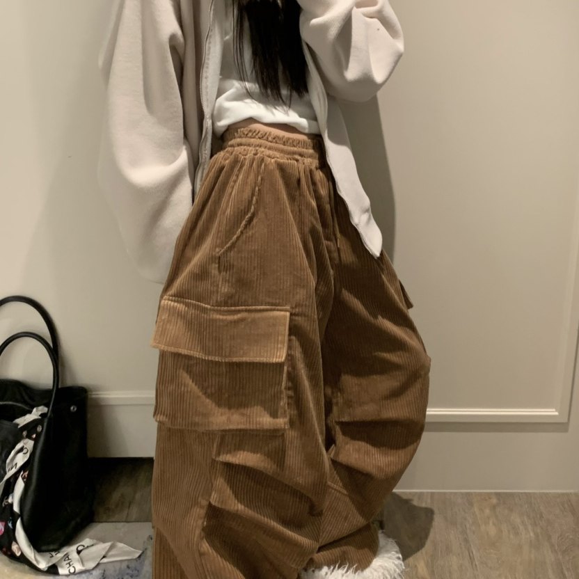 VIRKIN大板型灯芯绒加绒工装裤