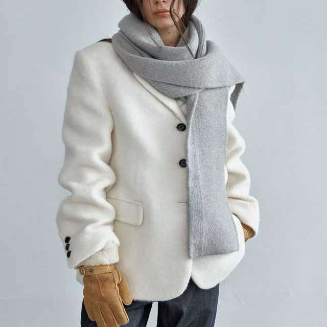 BETTER羊驼毛混纺学院风系扣西装