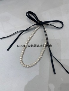 现货blingbling韩国东大门代购 SALON蝴蝶结绑带珍珠项链发箍 LUCY