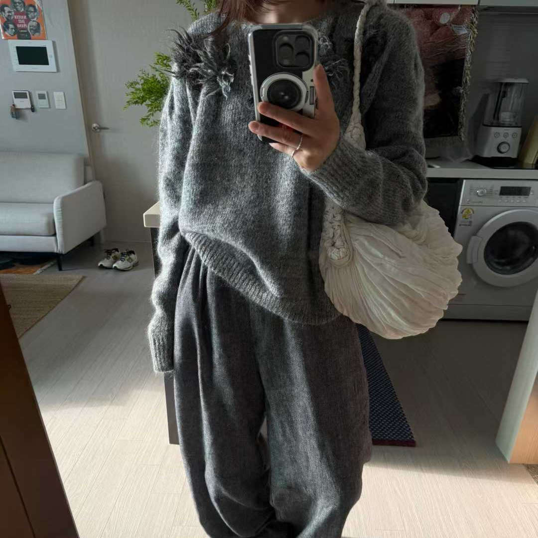 羊毛保暖发热秋冬宽松型套头圆领