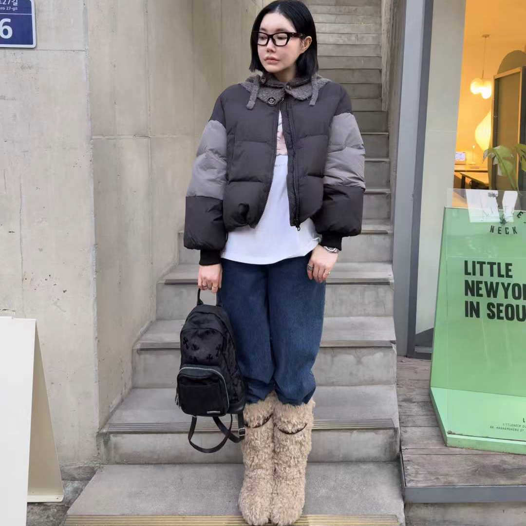 HELDER-P拼色可拆卸围脖鸭绒