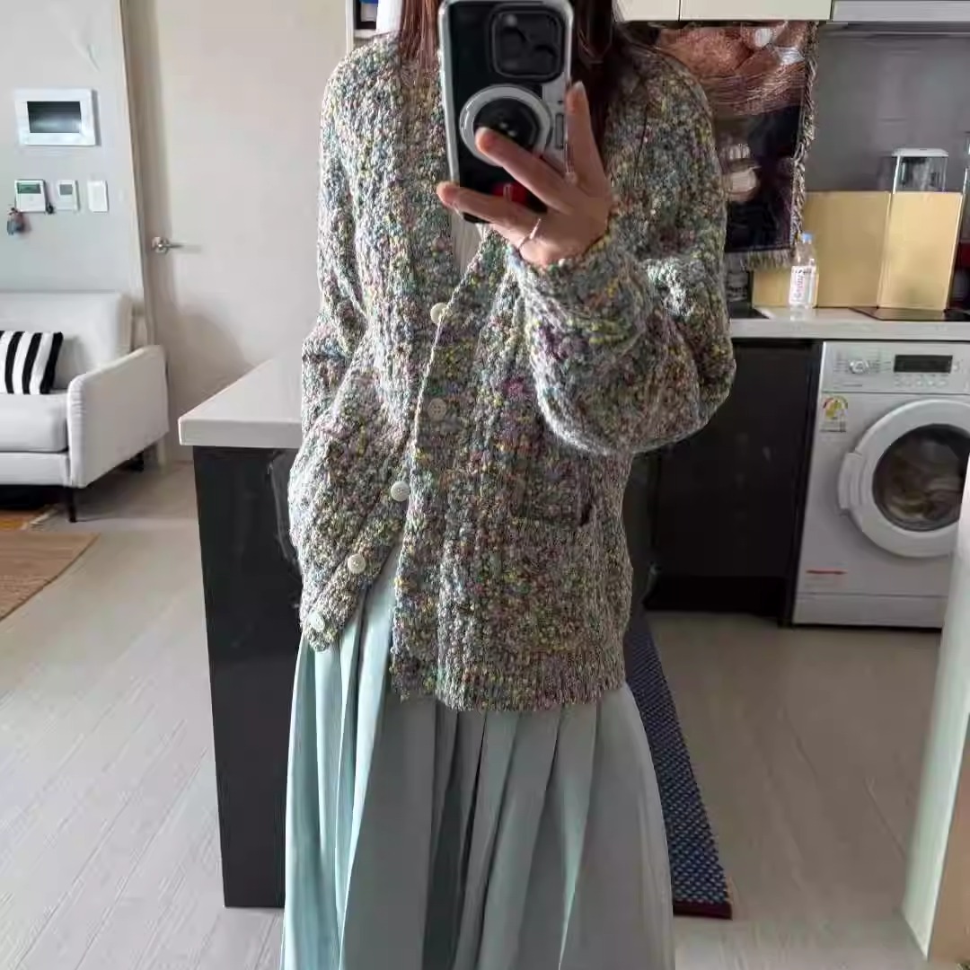 DOHWAJI温柔糖果点点羊毛开衫