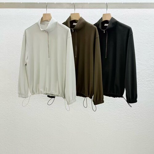 STATEMENT混棉薄立领拉链卫衣