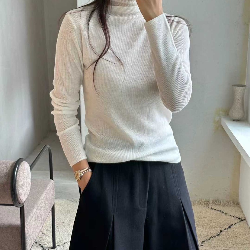 1968舒适贴身针织堆堆领上衣