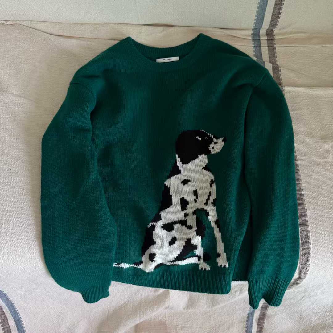 DOHWAJI羊毛100%复古小狗图案