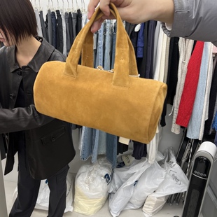 闪闪家 BREATHE时髦麂皮牛皮圆筒手提包包 韩国东大门代购